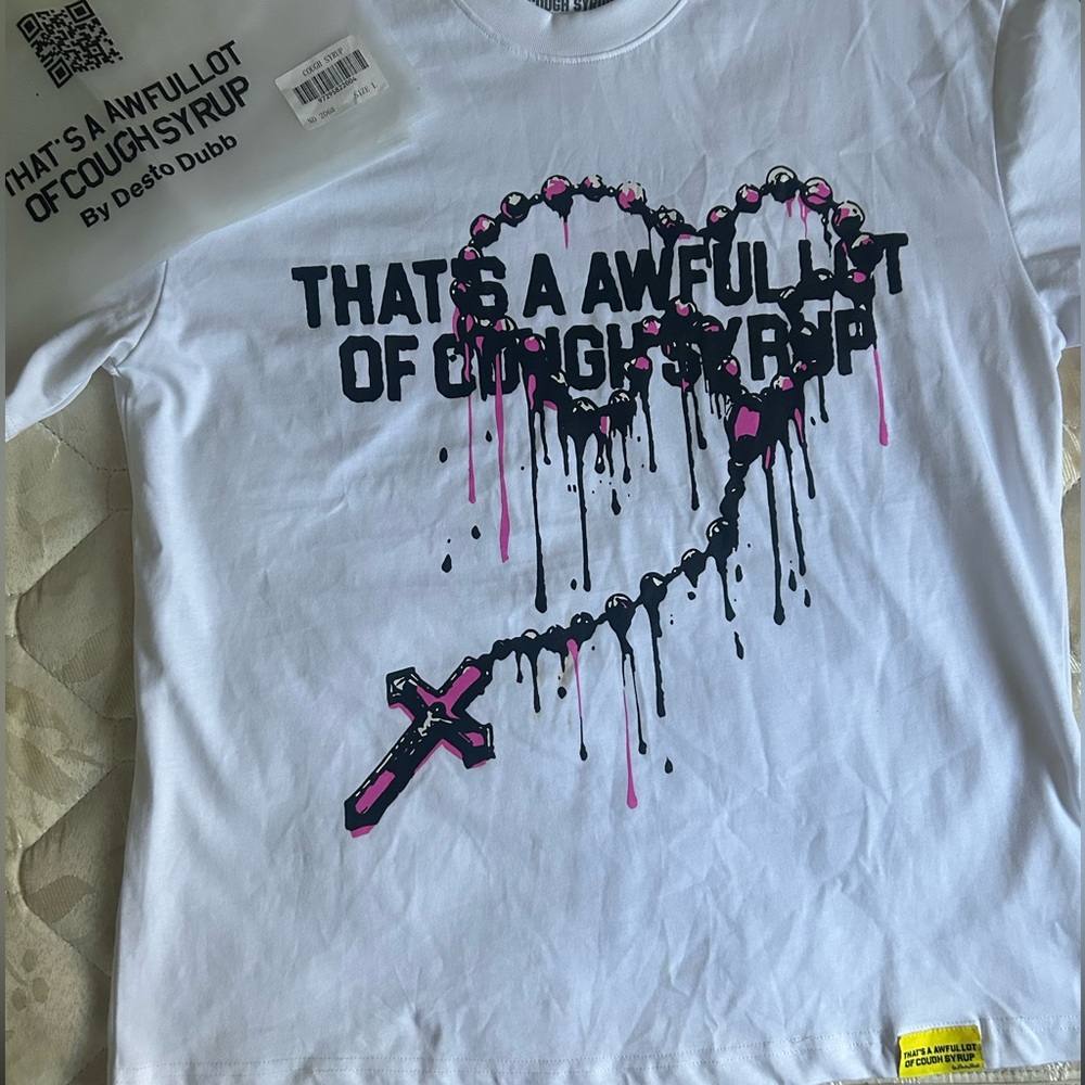 White Graphic Tee with Heart Design
